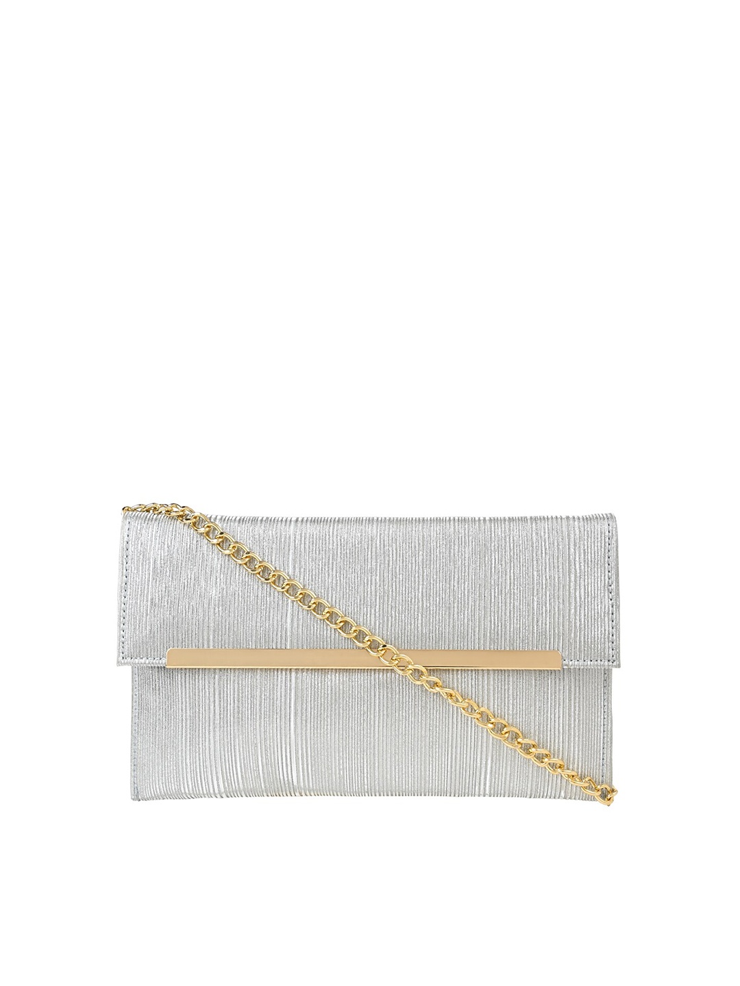 

Vdesi Textured Envelope Clutch With Detachable Shoulder Strap, Silver