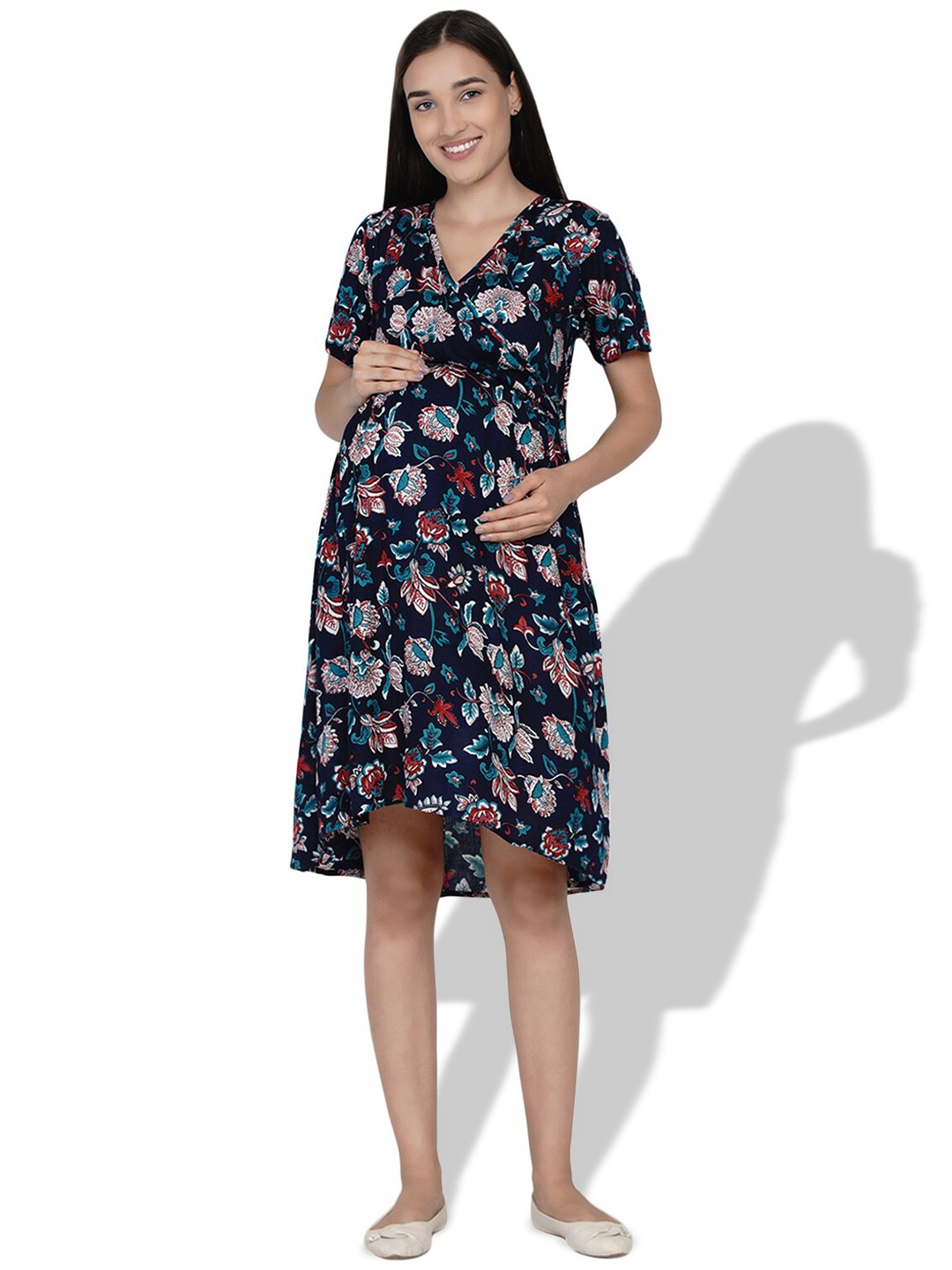 

Mine4Nine Floral Print Maternity Dress, Navy blue