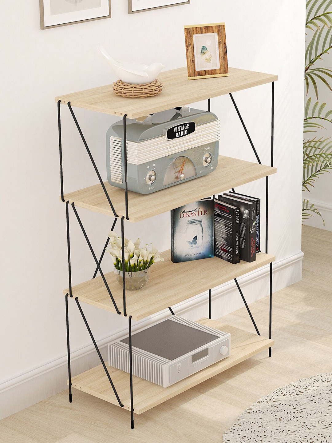 

Story@home EZBO CABINET Camel Brown & Black Matte Wooden Texture Storing Rack