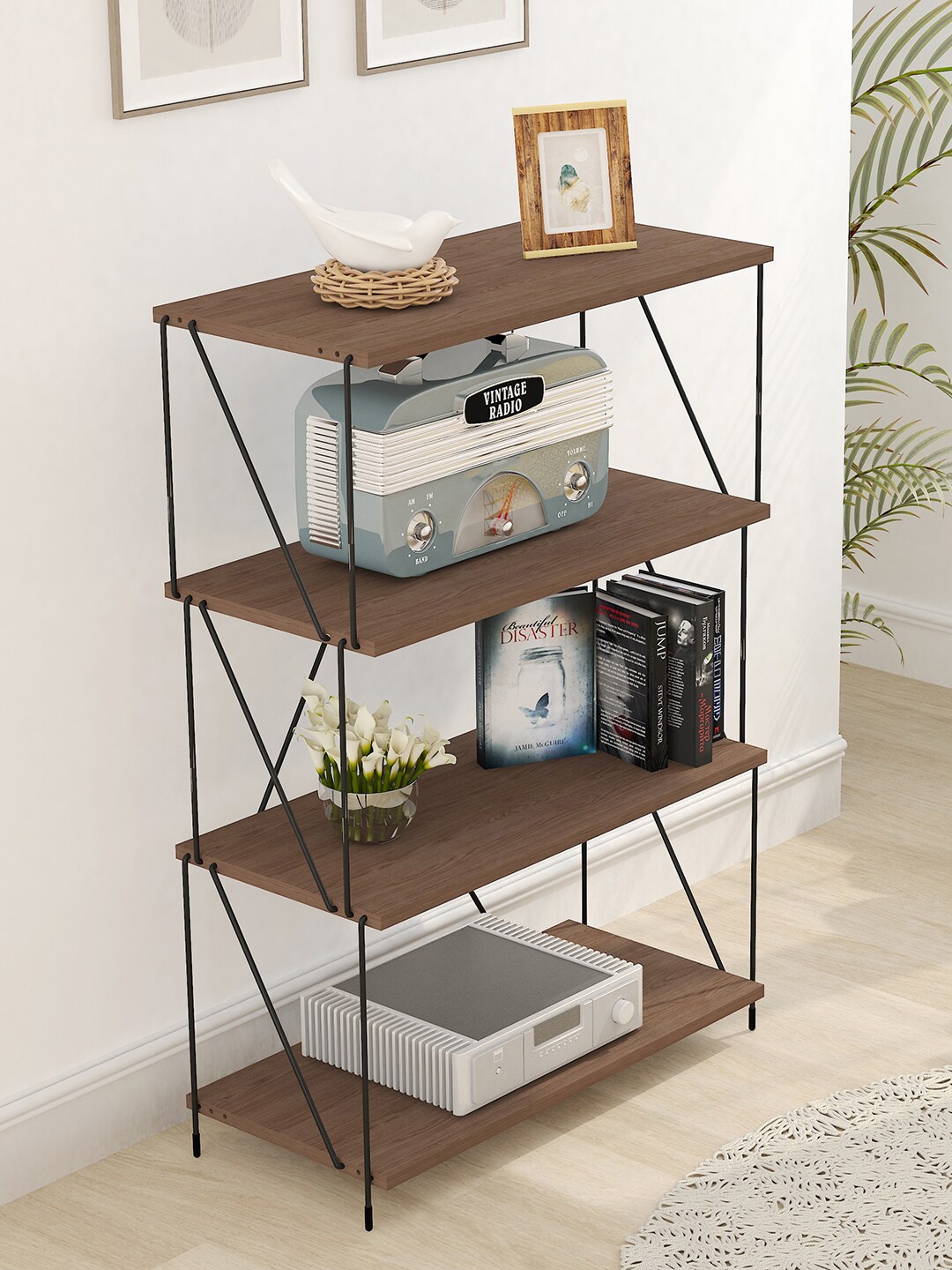 

Story@home EZBO Brown & Black Multi-Purpose String Rack, Coffee brown
