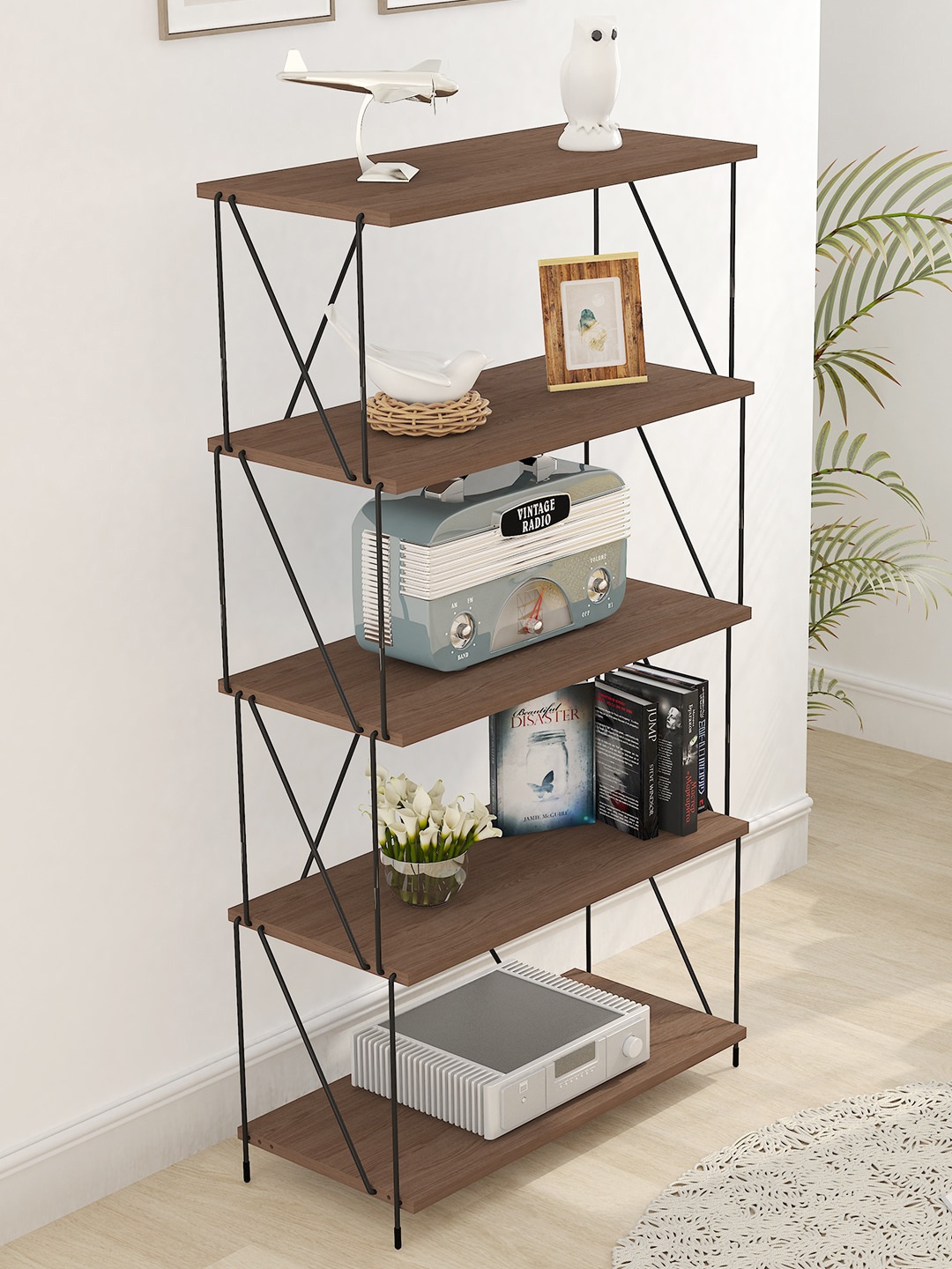 

Story@home EZBO Brown 5 -Tier Durable Cabinet Shelves, Coffee brown