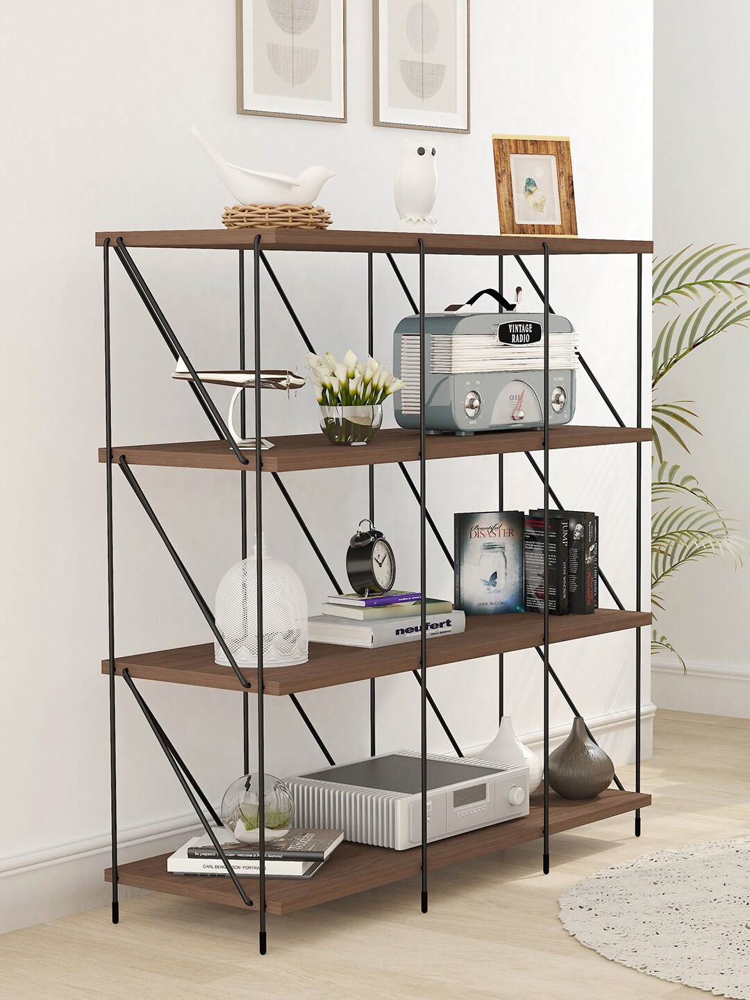 

Story@home Coffee Brown & Black Matte Wooden Texture EZBO Cube Storing Rack