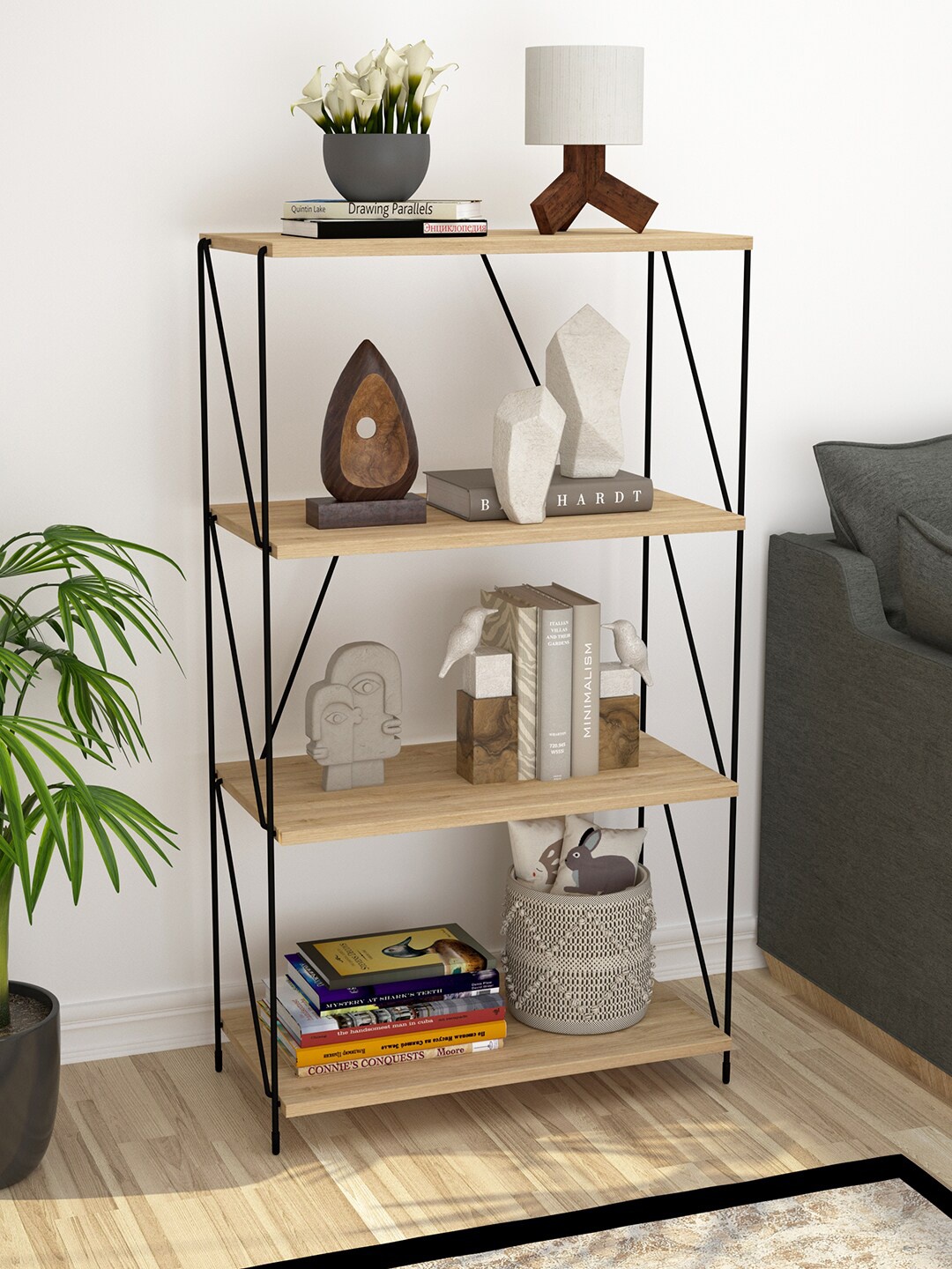 

Story@home Camel Brown & Black Matte Wooden Texture EZBO String Rack