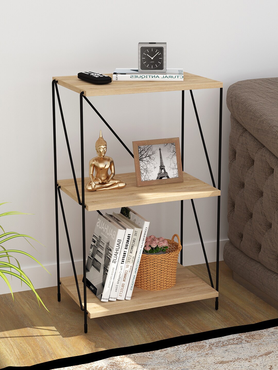 

Story@home Brown 3-Tier Durable Ezbo String Rack, Camel brown