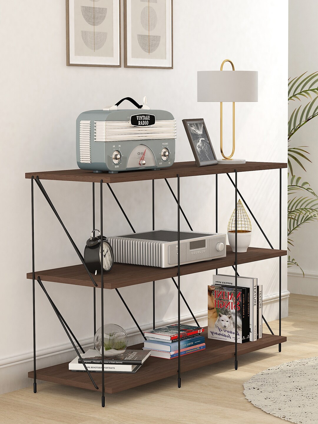 

Story@home EZBO Brown & Black Multi-Purpose String Rack, Coffee brown