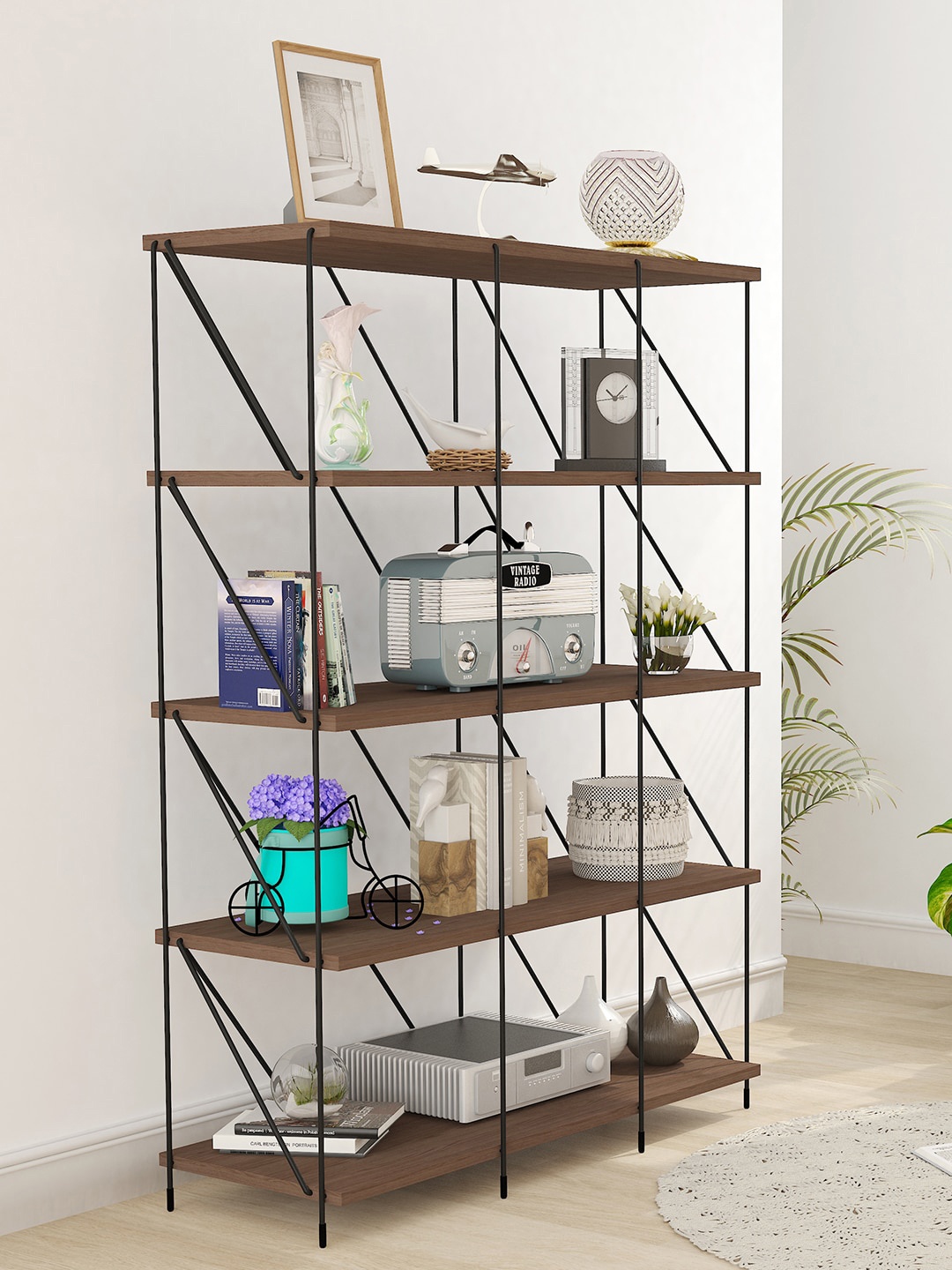 

Story@home 5-Tier Brown Durable Ezbo Cube Rack, Coffee brown