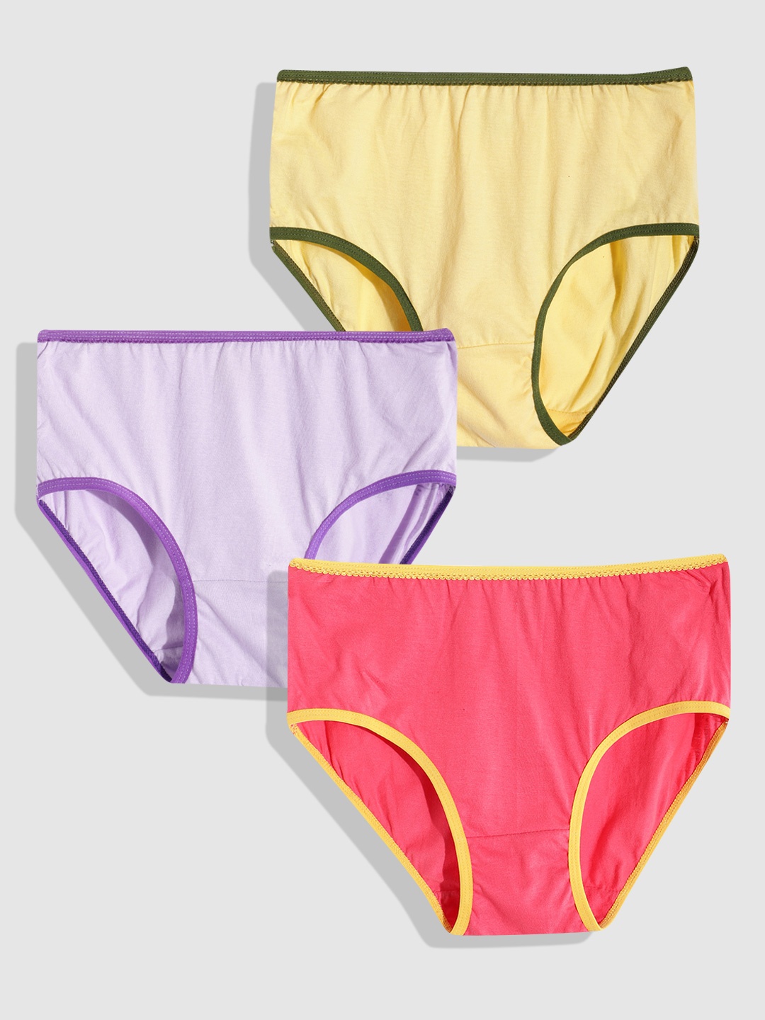 

YK Girls Pack of 3 Solid Basic Briefs YKBRF505, Assorted