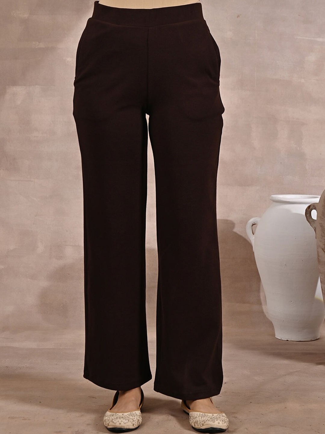 

Lakshita Women Smart Straight Fit Trousers, Brown
