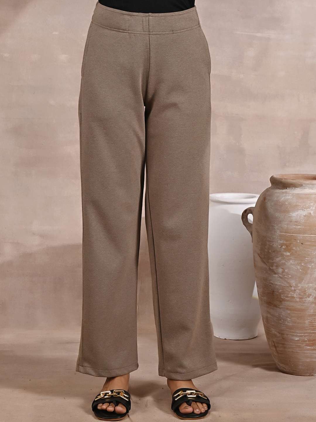 

Lakshita Women Smart Straight Fit Trousers, Brown