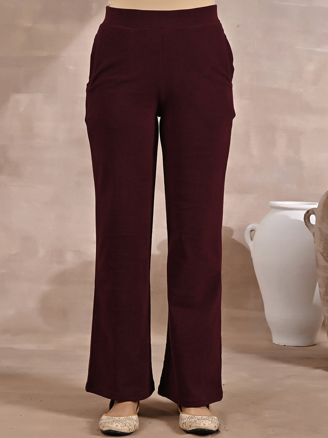 

Lakshita Women Smart Straight Fit Trousers, Maroon