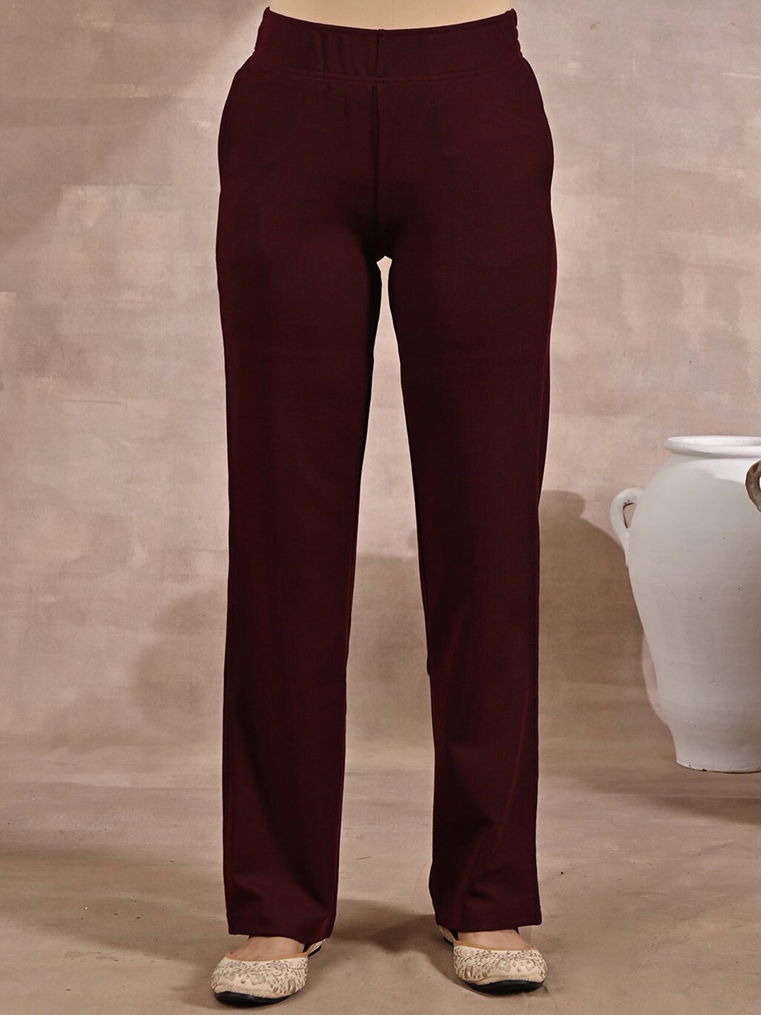

Lakshita Women Smart Straight Fit Trousers, Maroon