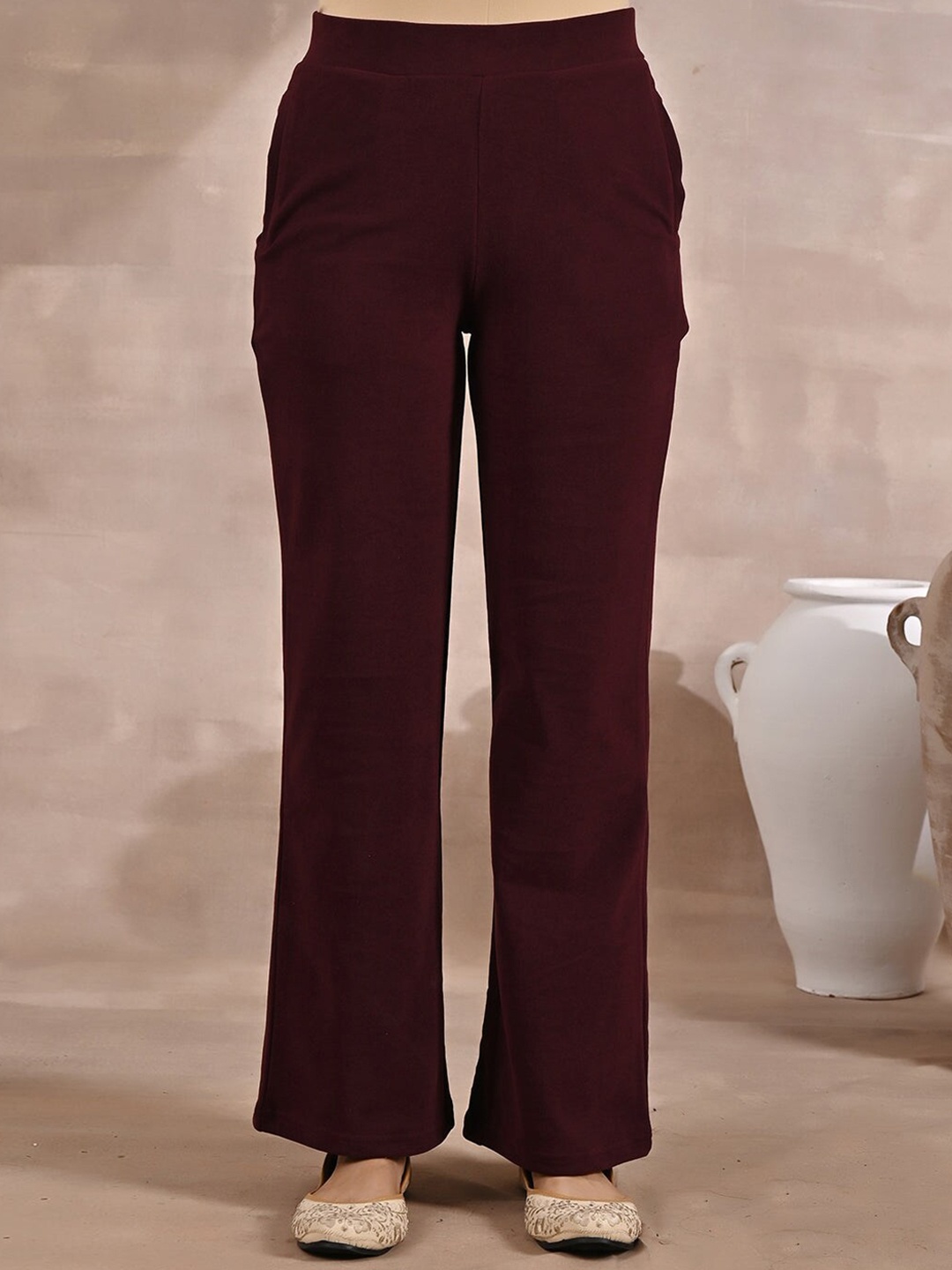 

Lakshita Women Smart Straight Fit Trousers, Maroon