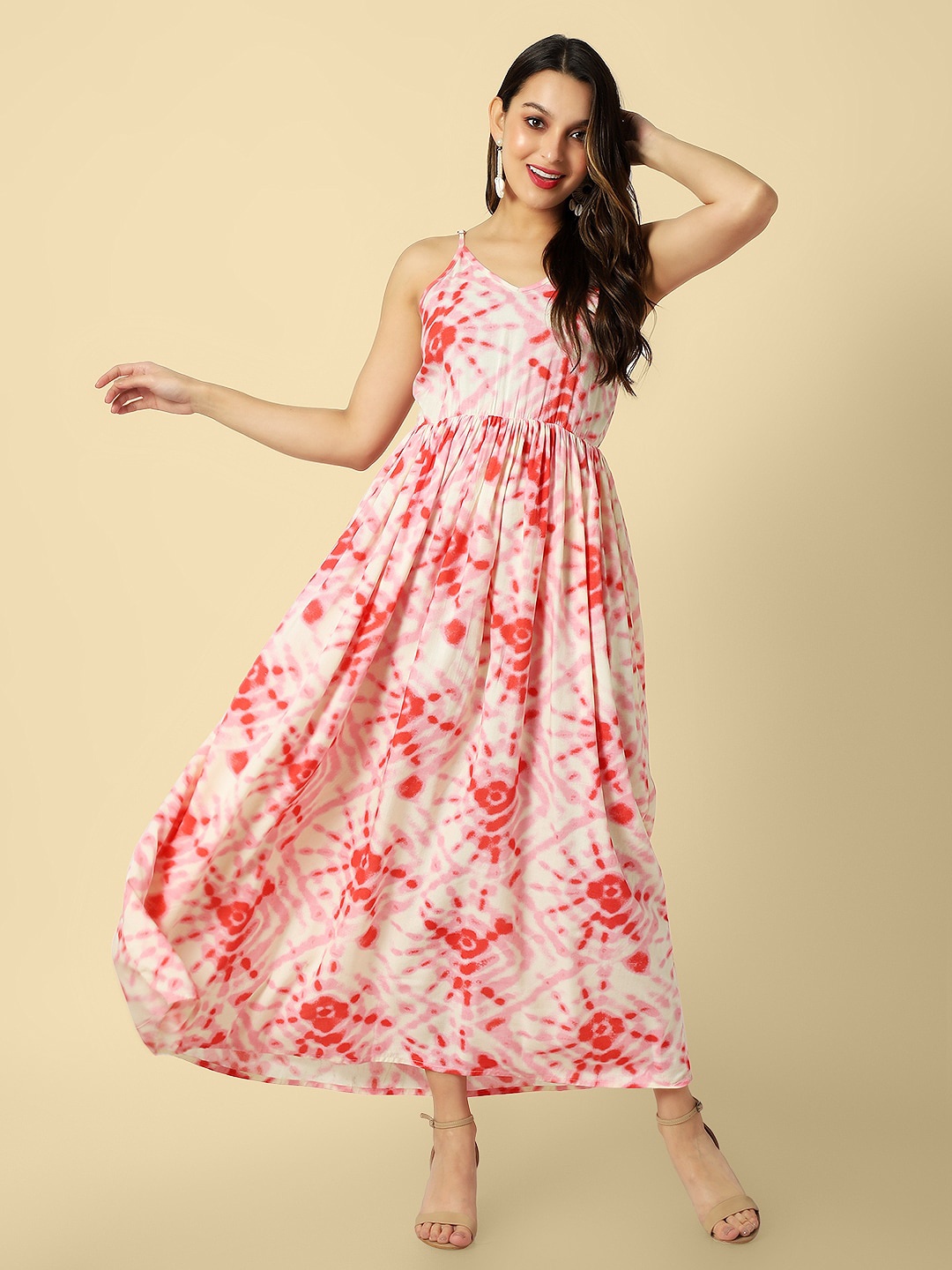 

DAEVISH Floral Print Maxi Dress, Red