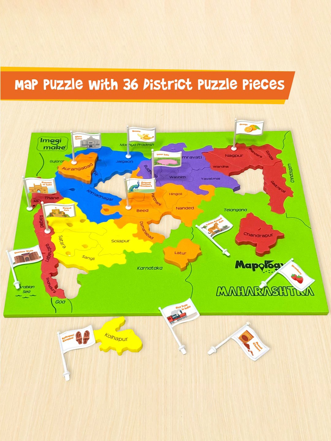 

Imagimake Kids Mapology Discover MaharashtraLearning and Development Toys, Red