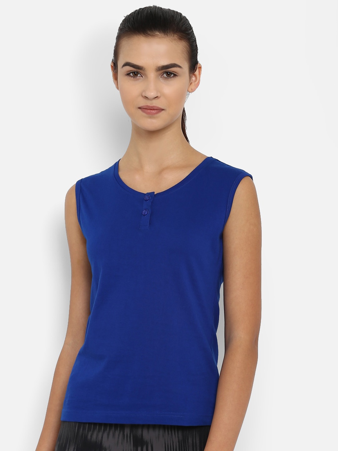

appulse Henley Neck Sleeveless Cotton Sports T-Shirt, Blue