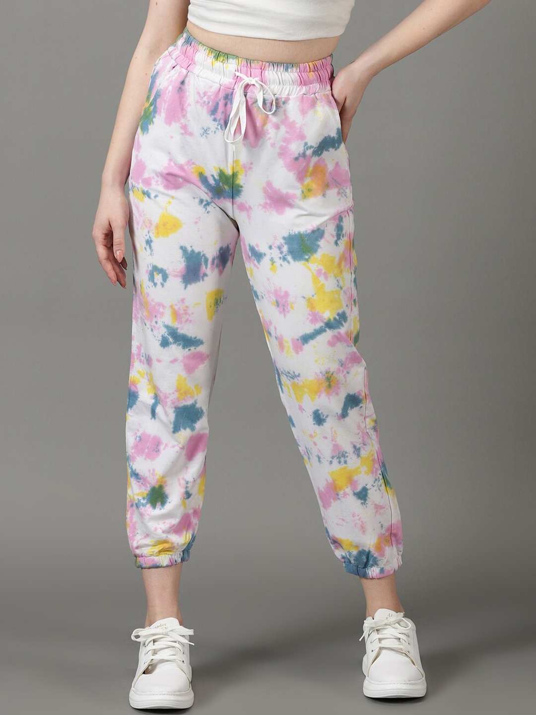 

SHOWOFF Women Tie And Dye Relaxed Fit Joggers, White