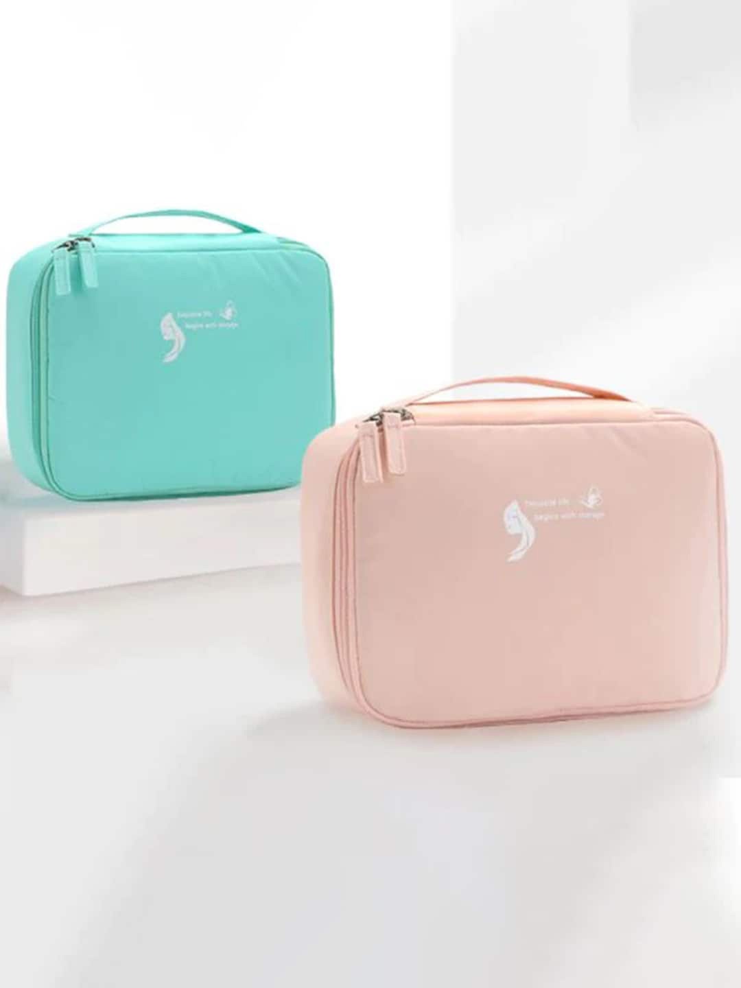

MARKET99 Pink & Blue 2 Pieces Multipurpose Makeup Toiletry Kit Bag Makeup Organiser