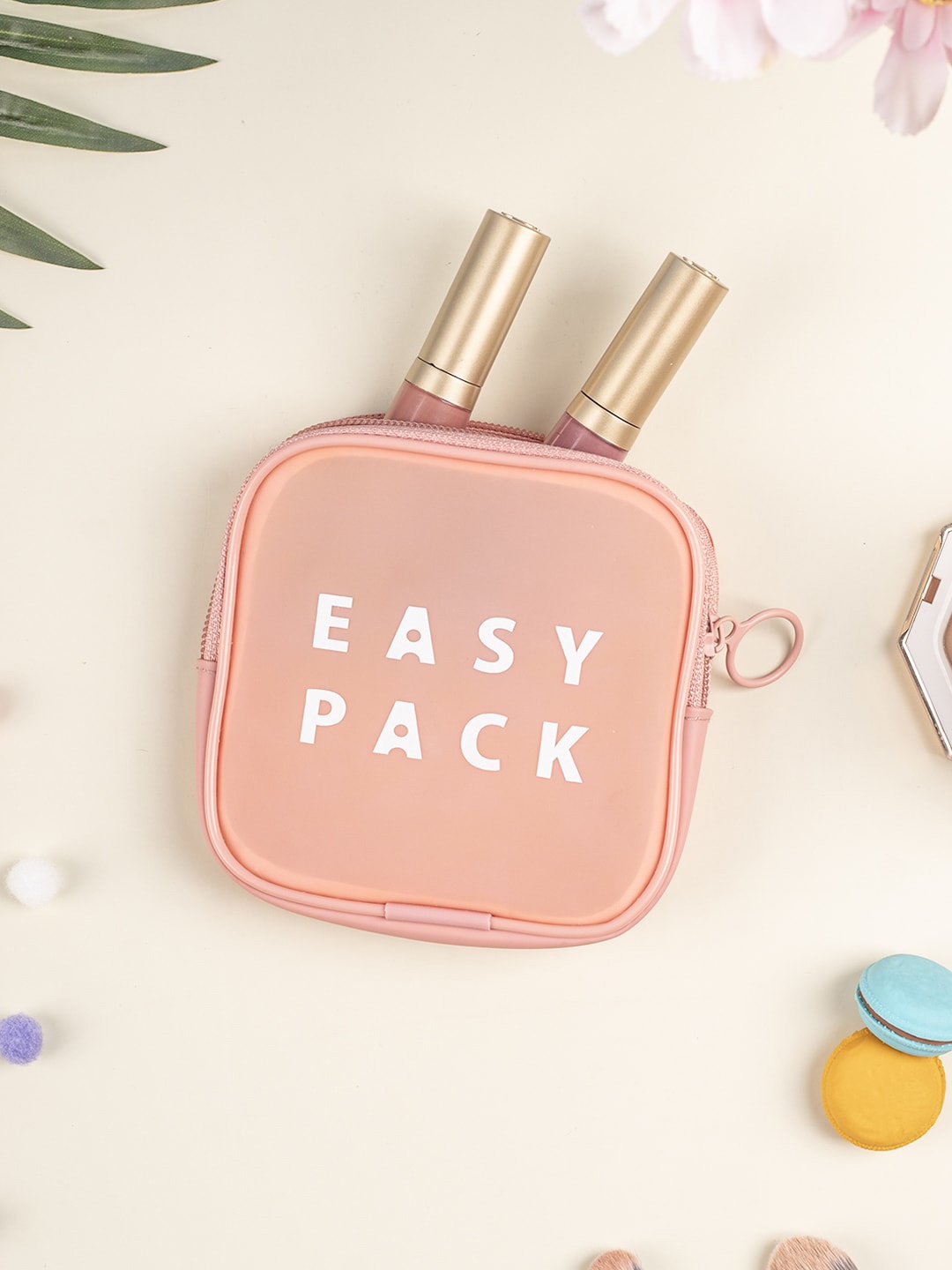 

MARKET99 Easy Pack Printed Square Travel Pouch, Peach