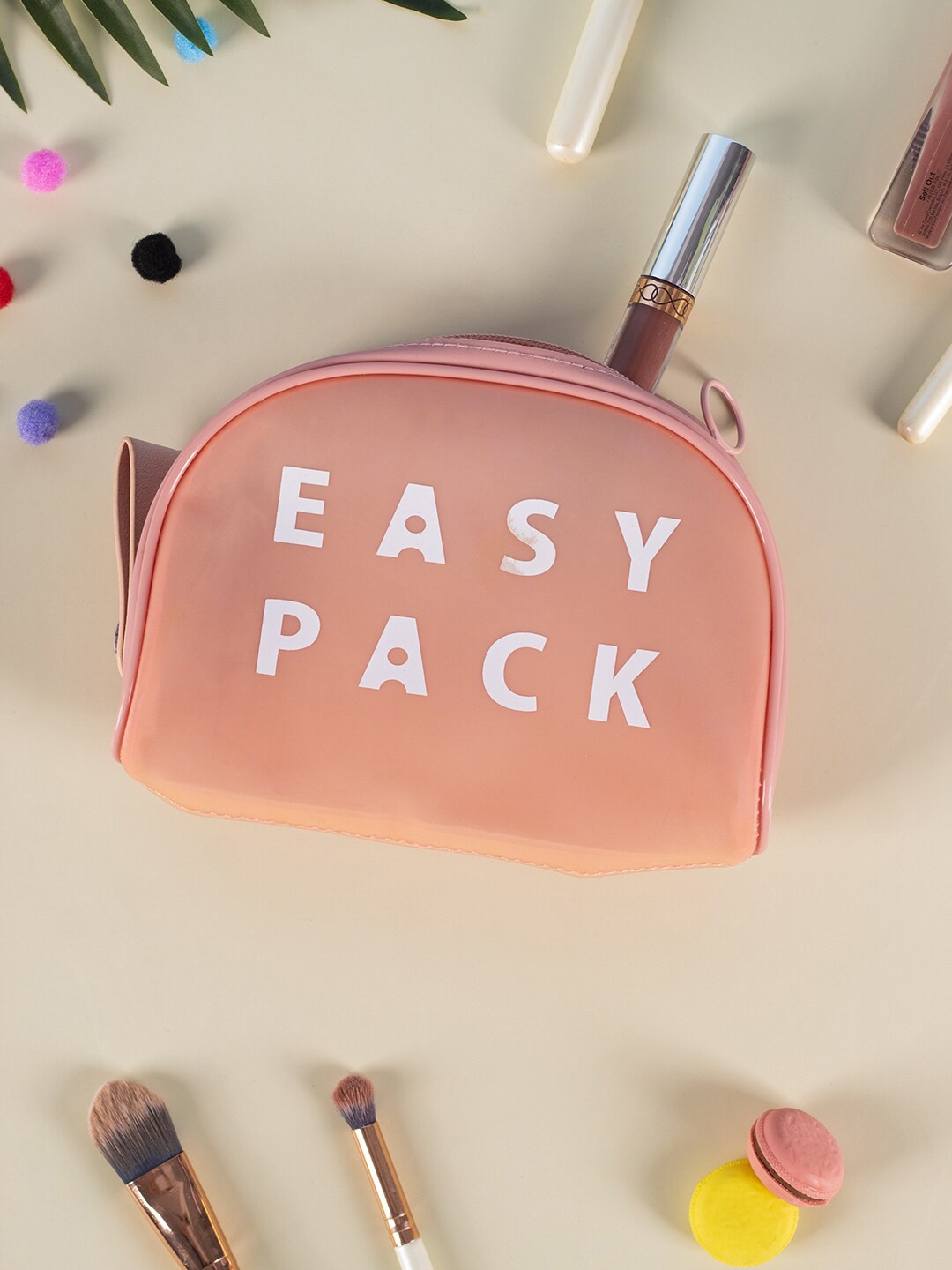 

MARKET99 Easy Pack Printed D-Shape Travel Pouch, Peach
