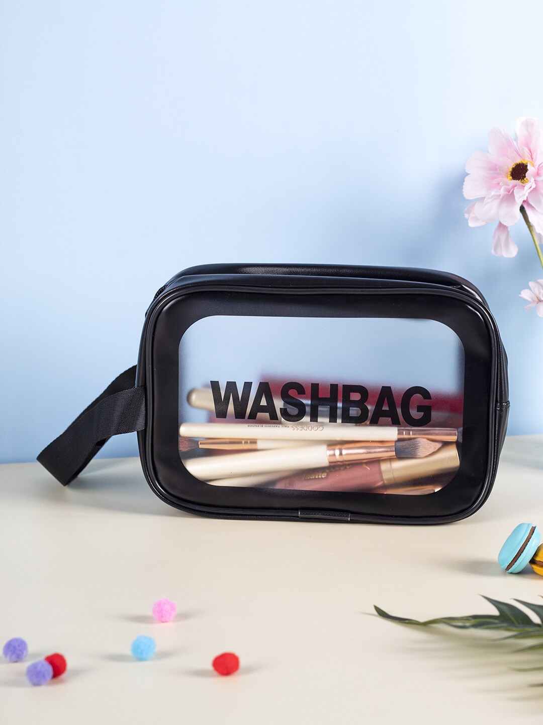 

MARKET99 Printed Portable Zipper Travel Toiletry Bag, Black
