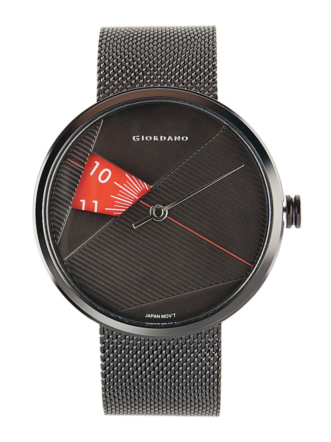 

GIORDANO Men Textured Round Dial Light Powered Analogue Watch- GZ-50050-11, Black