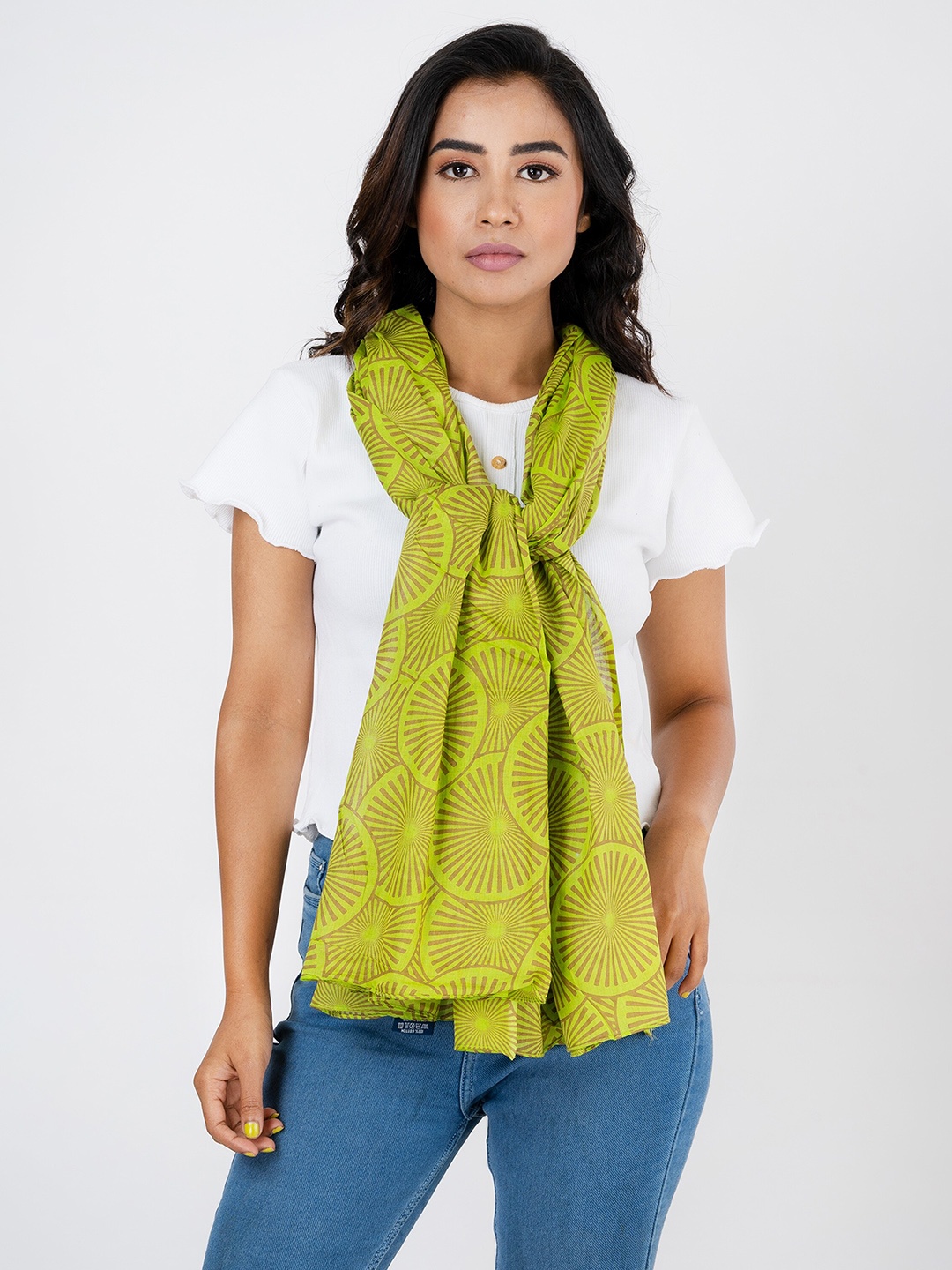 

AQVA Women Printed Cotton Scarf, Green