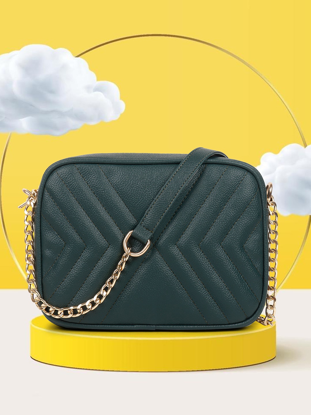 

ROVOK Structured Sling Bag with Quilted, Green
