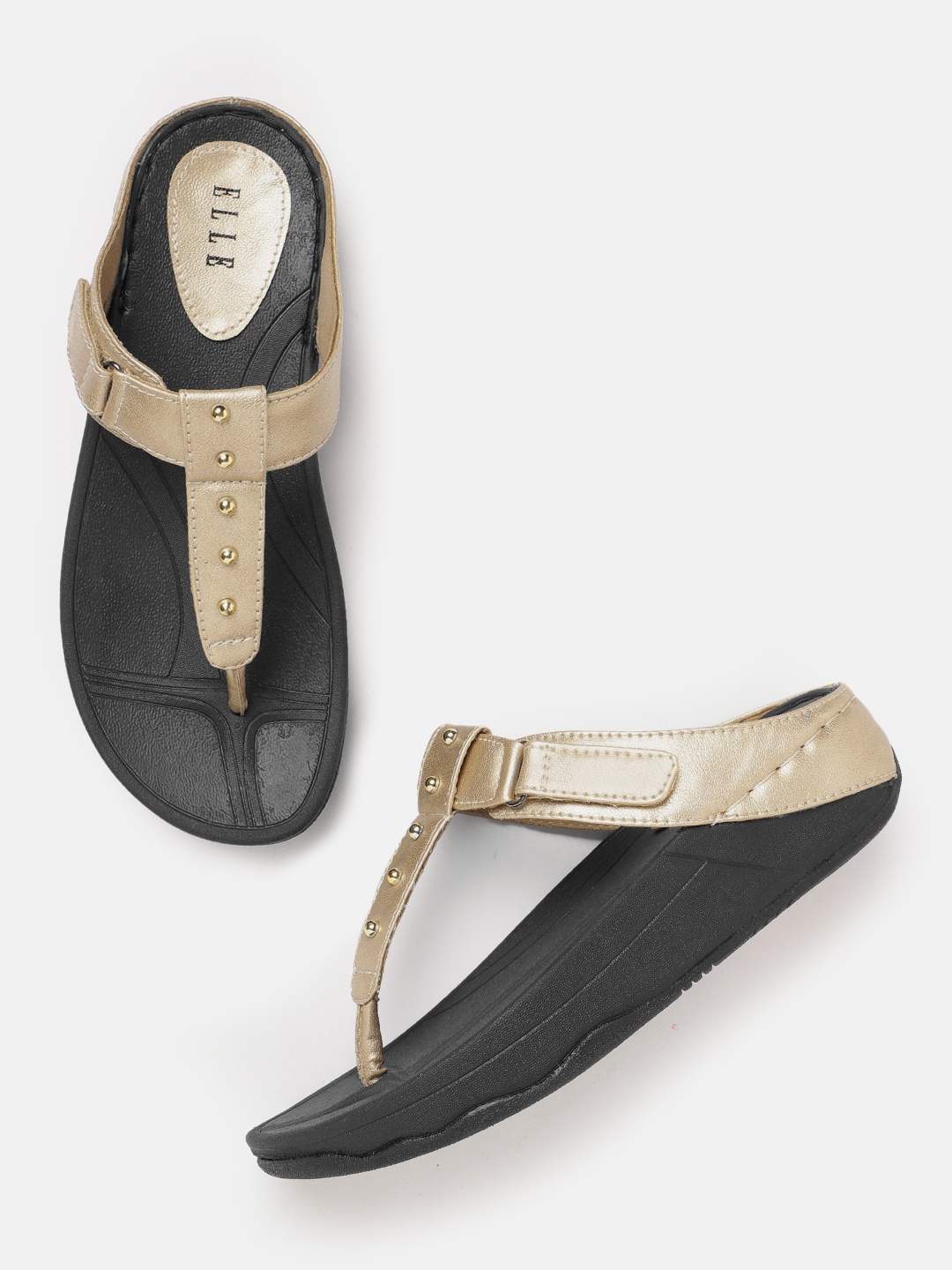 

ELLE T-Strap Comfort Heels, Gold