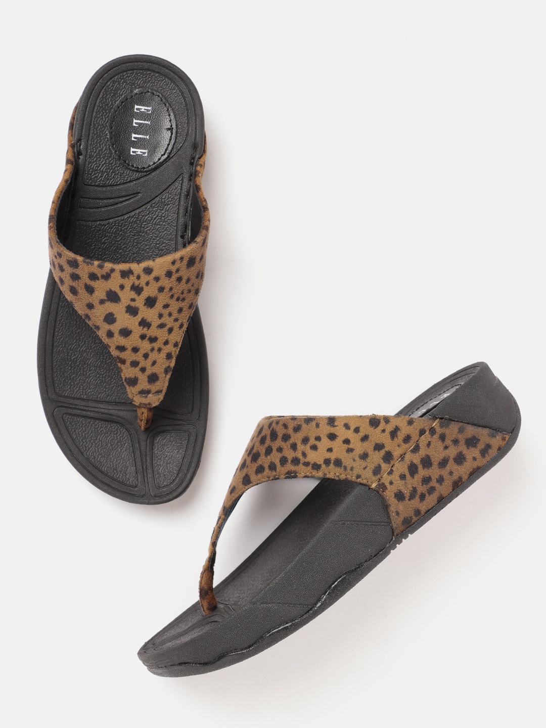 

ELLE Women Leopard Print Comfort Heels, Brown