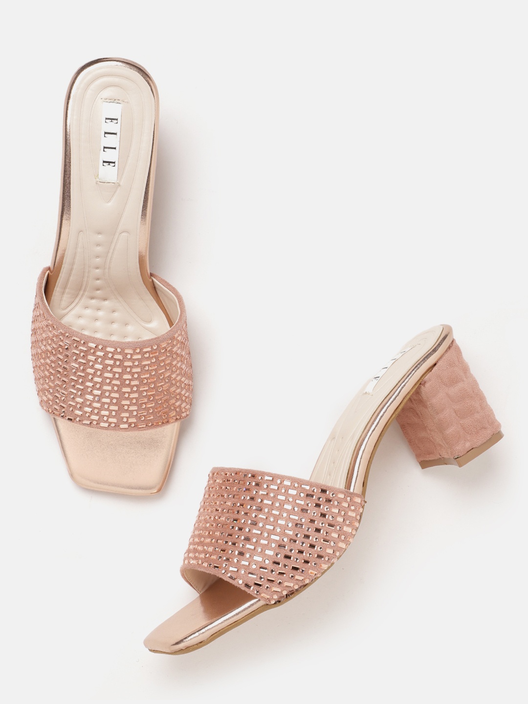 

ELLE Women Embellished Party Block Heels, Rose