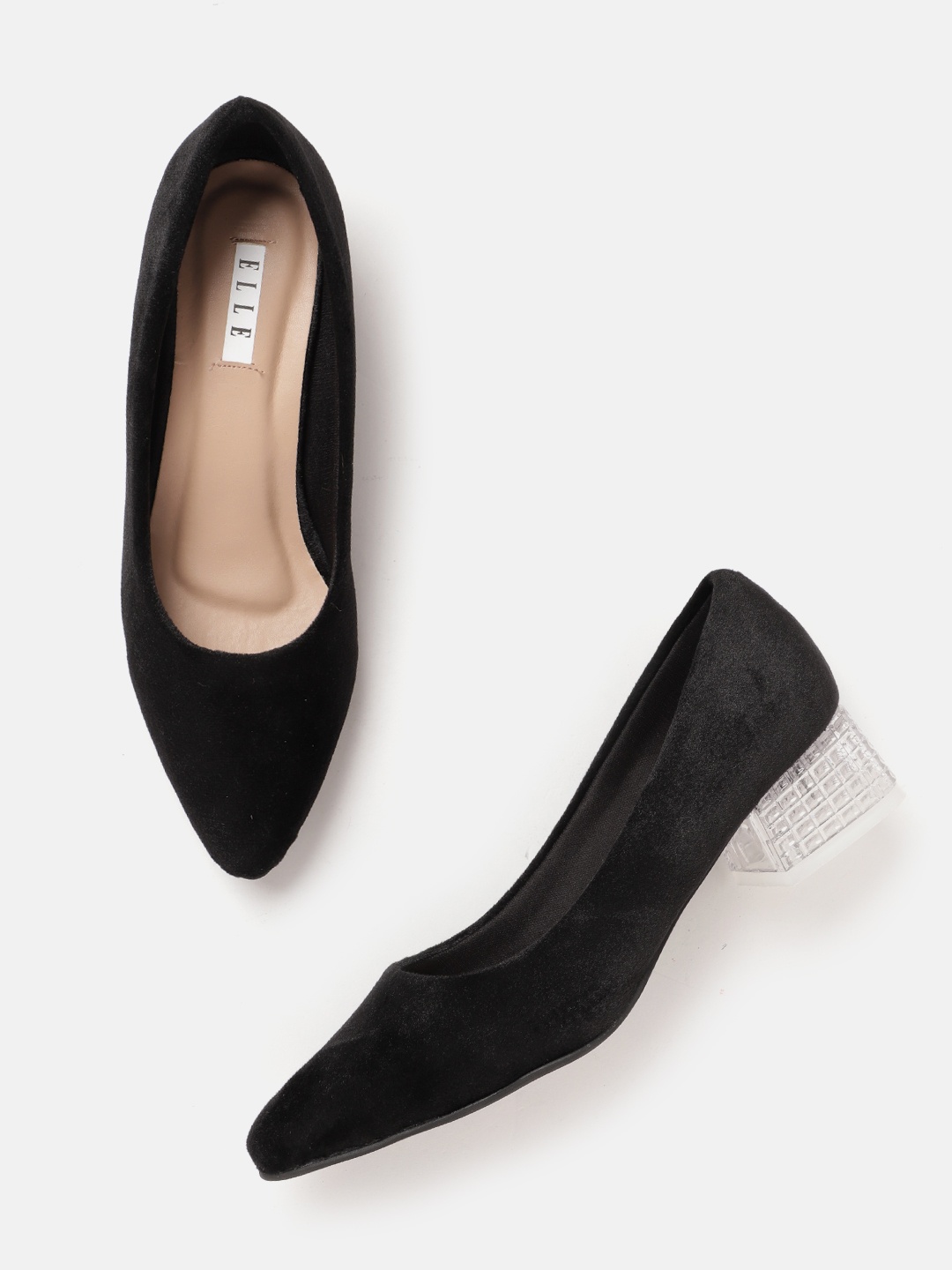 

ELLE Women Block Heel Pumps, Black