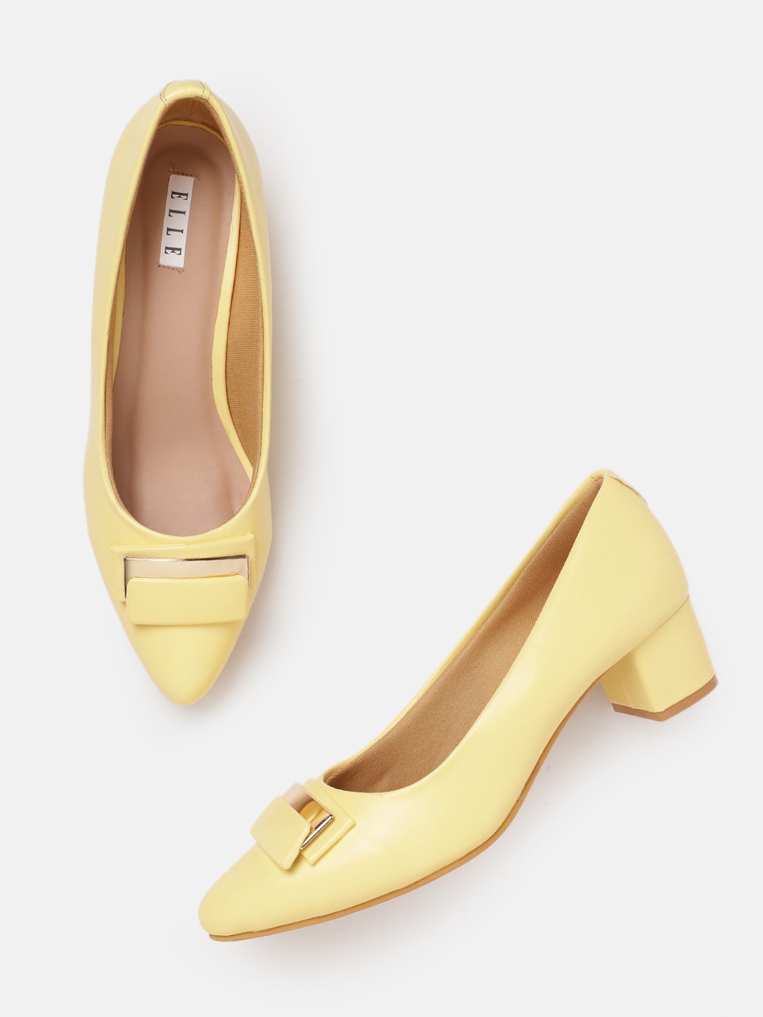 

ELLE Women Block Heel Pumps, Yellow