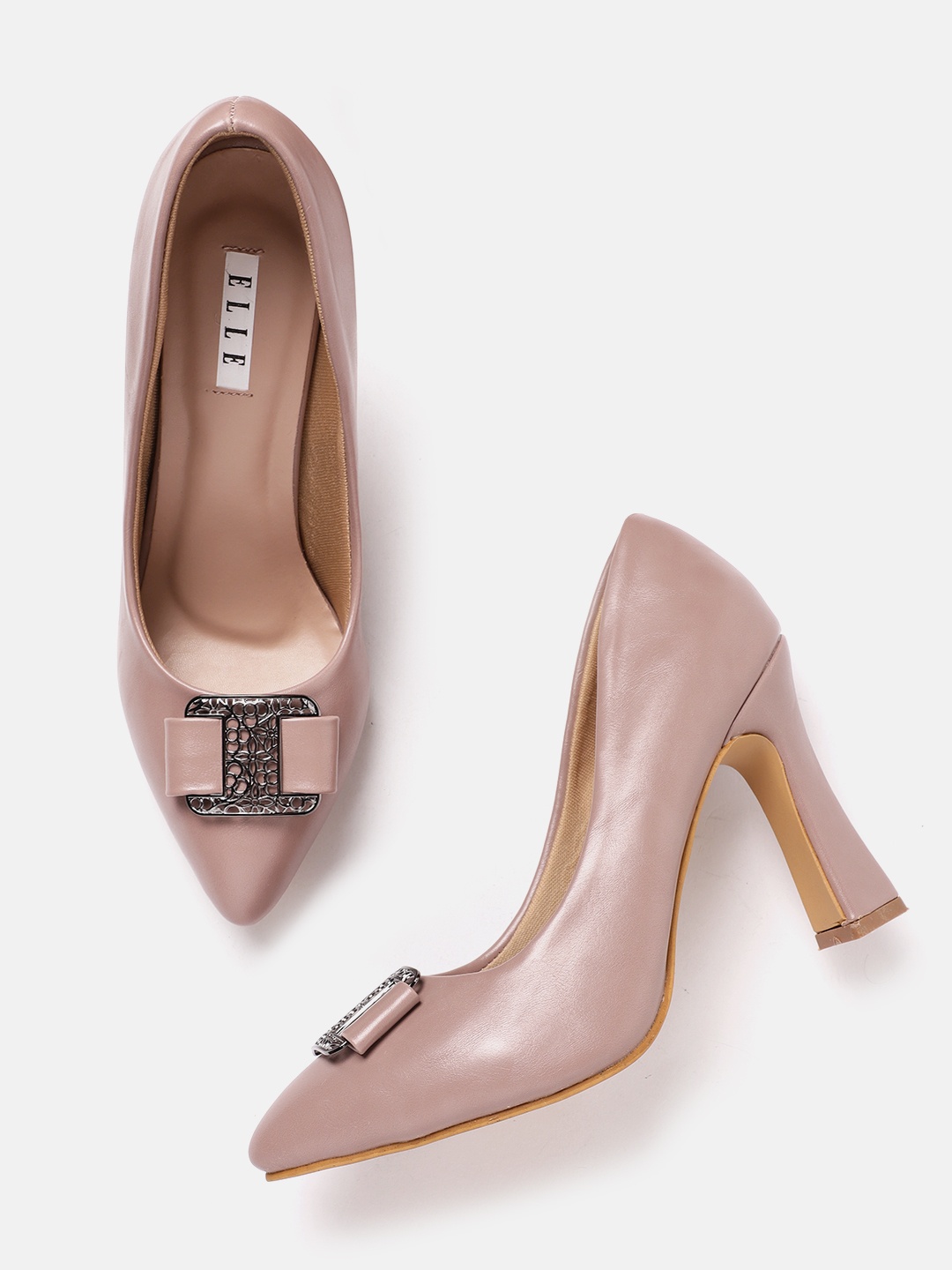 

ELLE Block Pumps with Metal Detail, Rose