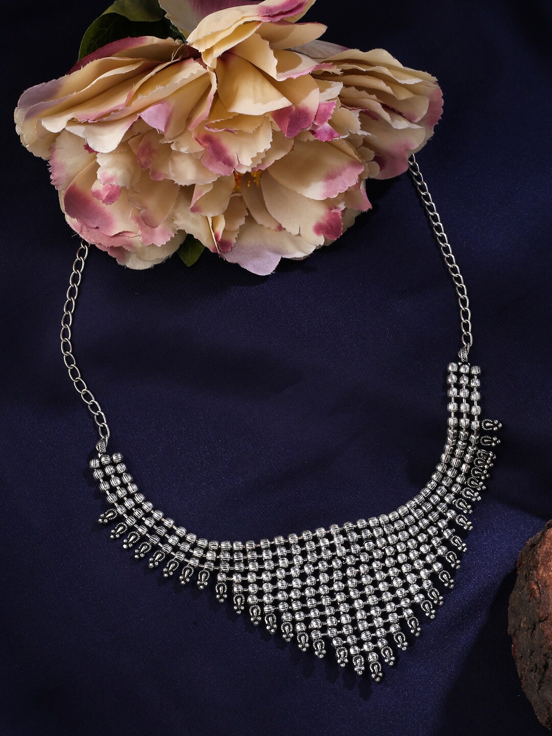 

VIRAASI Artificial Stones Minimal Choker Necklace, Silver