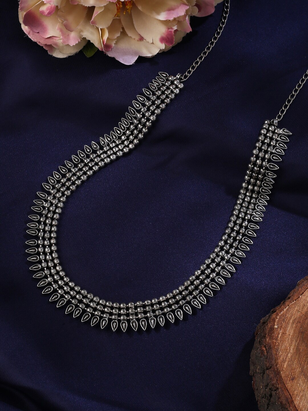 

VIRAASI Artificial Stones Minimal Long Necklace, Silver