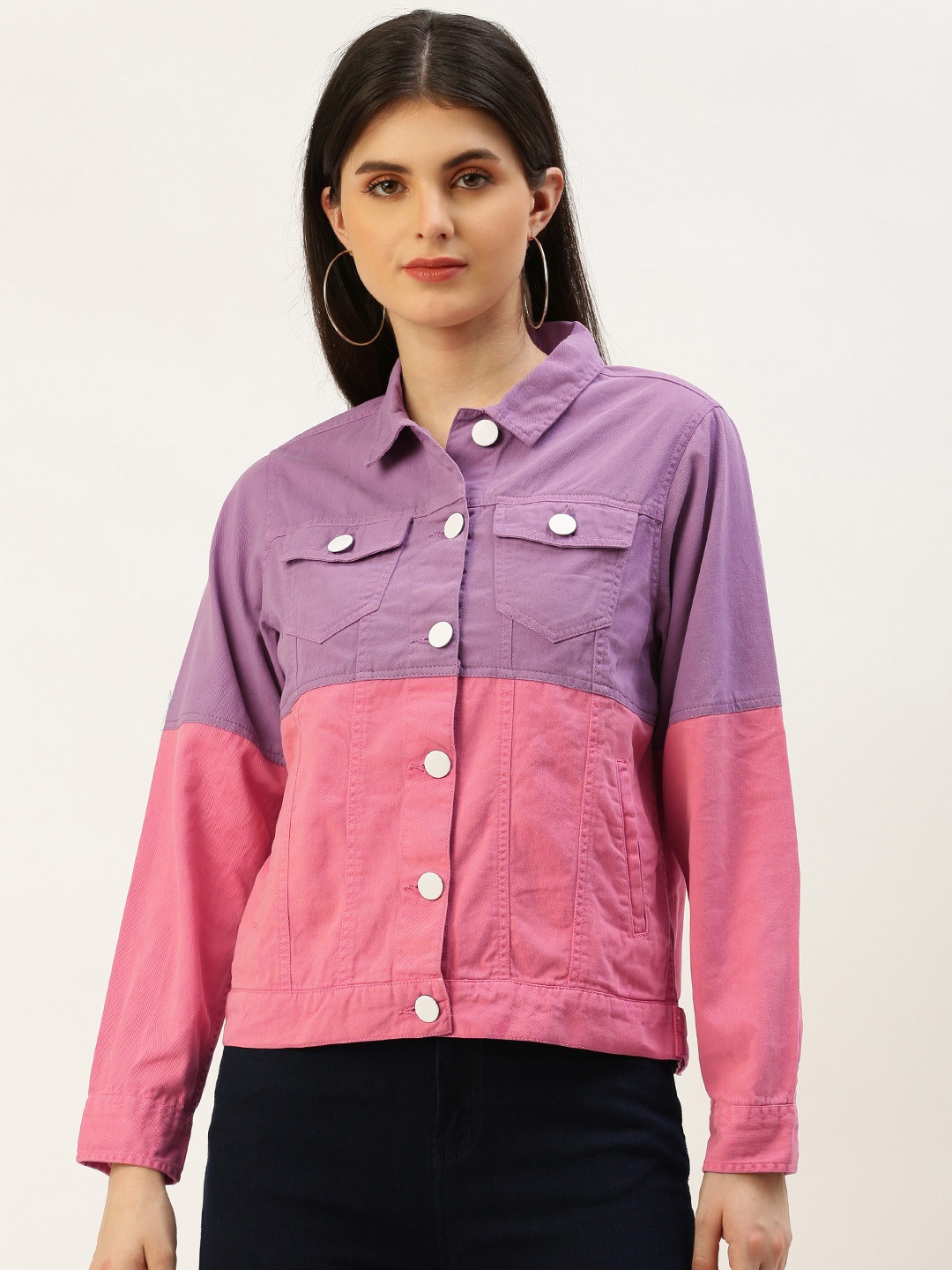 

Bene Kleed Pure Cotton Denim Jacket, Pink