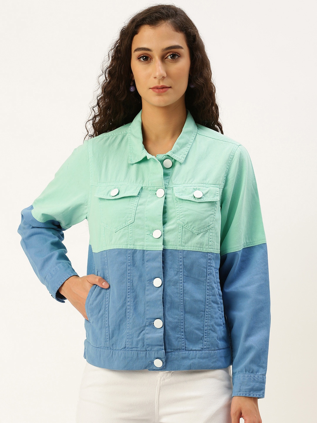 

Bene Kleed Pure Cotton Denim Jacket, Green