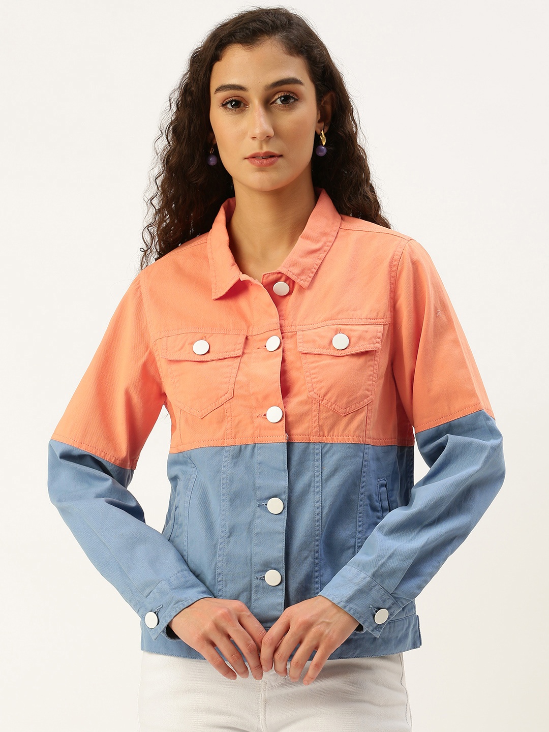 

Bene Kleed Pure Cotton Denim Jacket, Orange