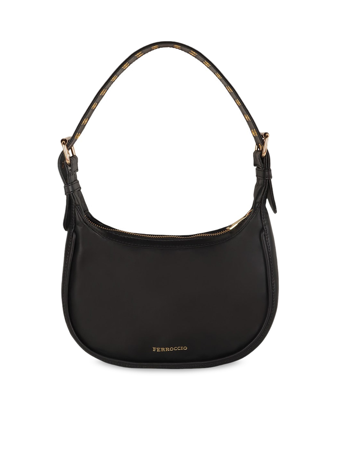 

FERROCCIO Structured Hobo Bag, Black