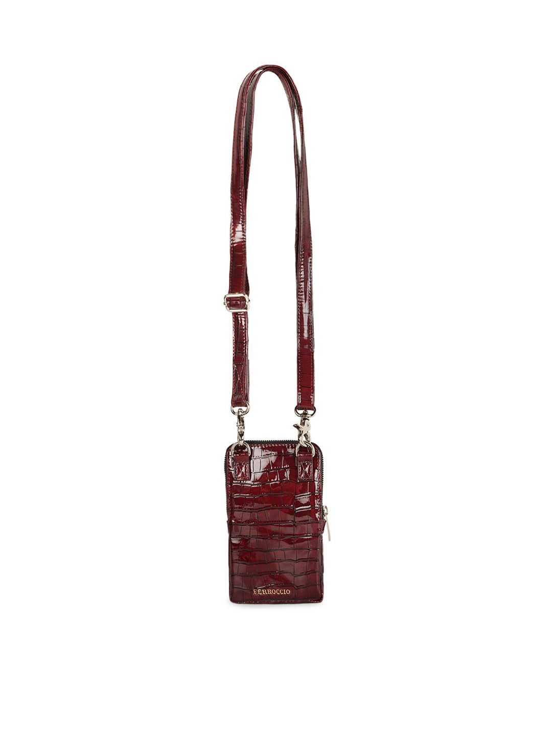 

FERROCCIO Animal Textured Water Resistant Structured Sling Bag, Burgundy