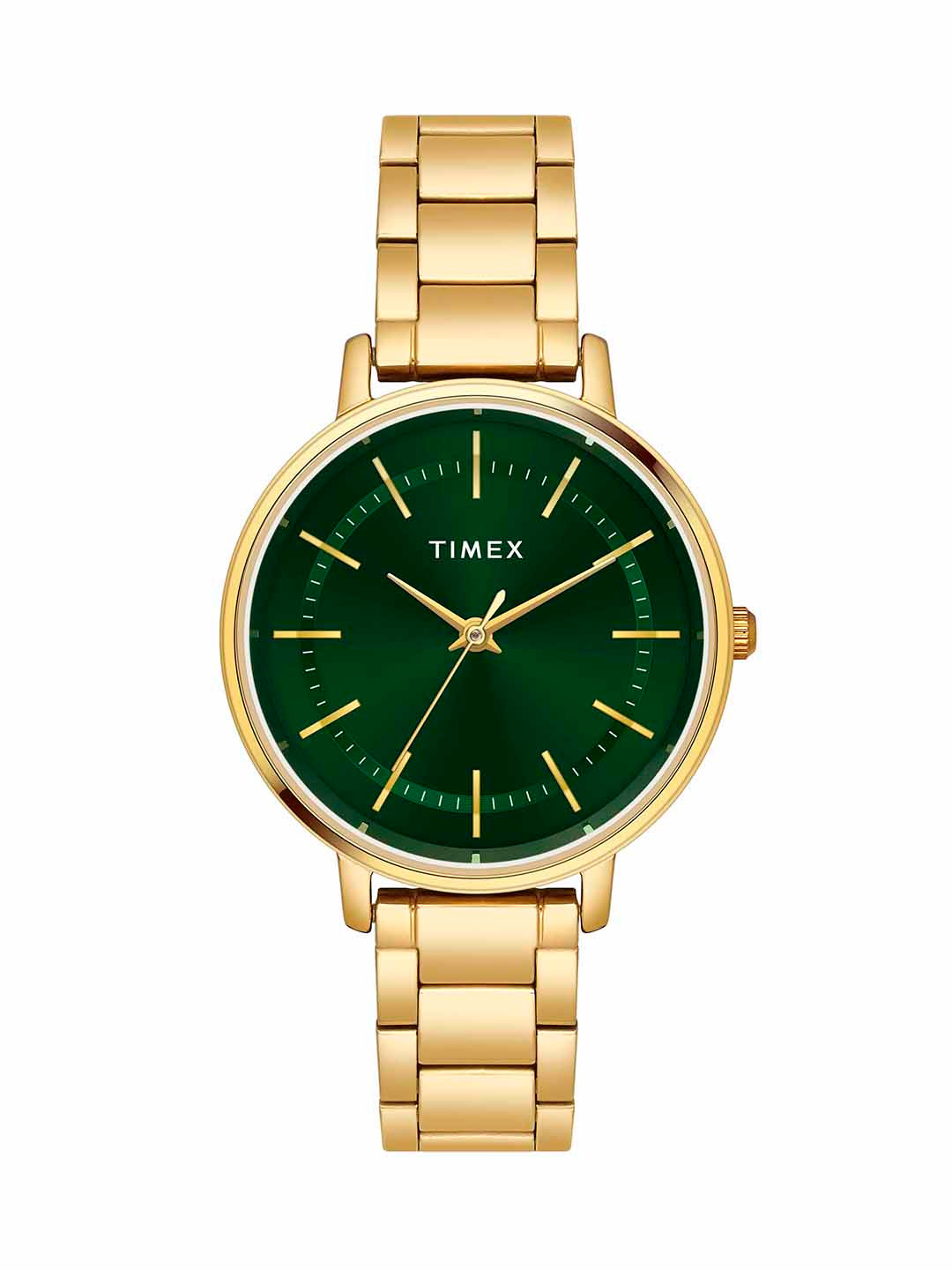 

Timex Women Brass Leather Bracelet Style Straps Analogue Watch TWEL15803, Green