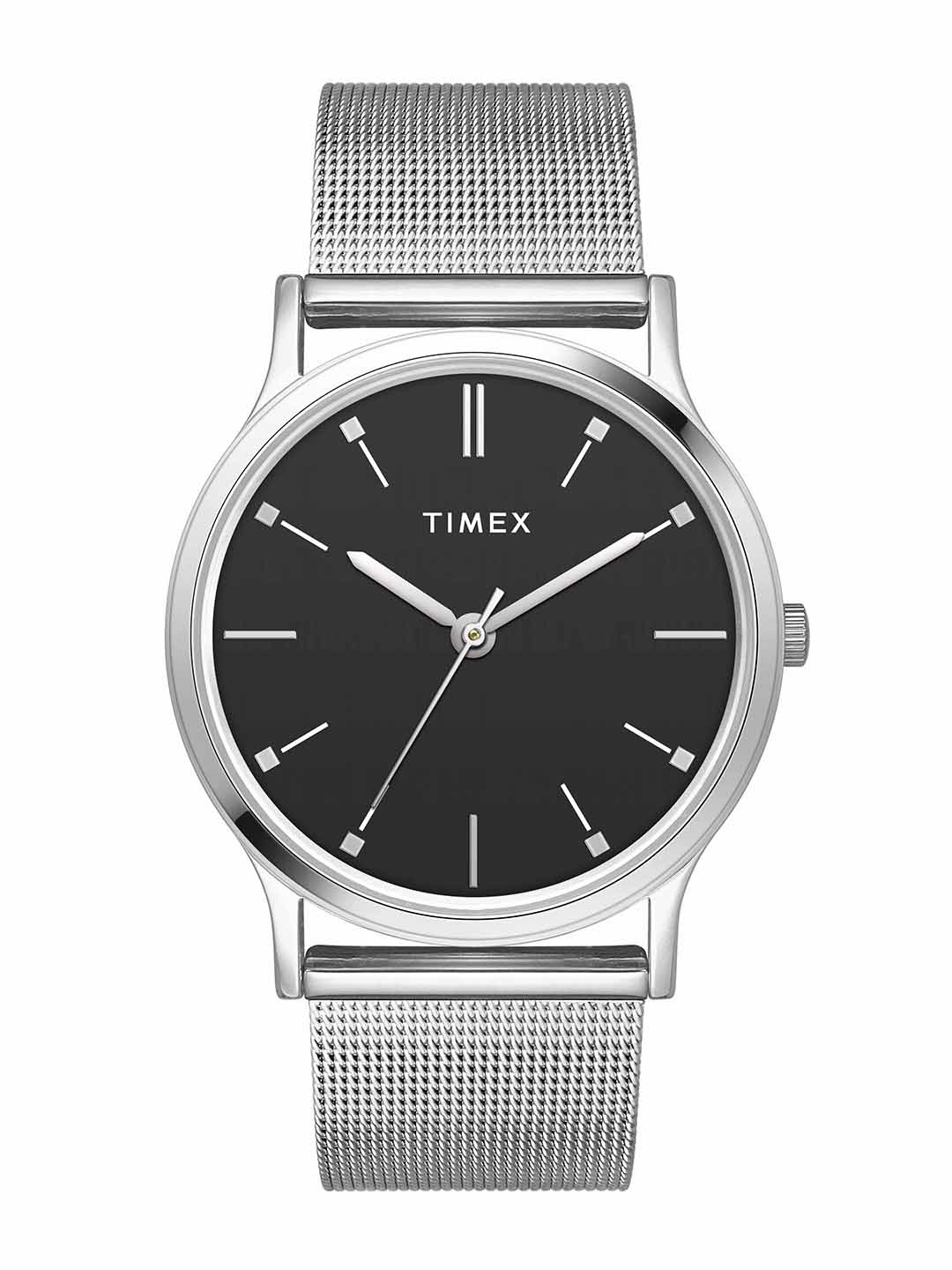 

Timex Men Brass Dial & Stainless Steel Bracelet Style Straps Analogue Watch TW000R453, Black