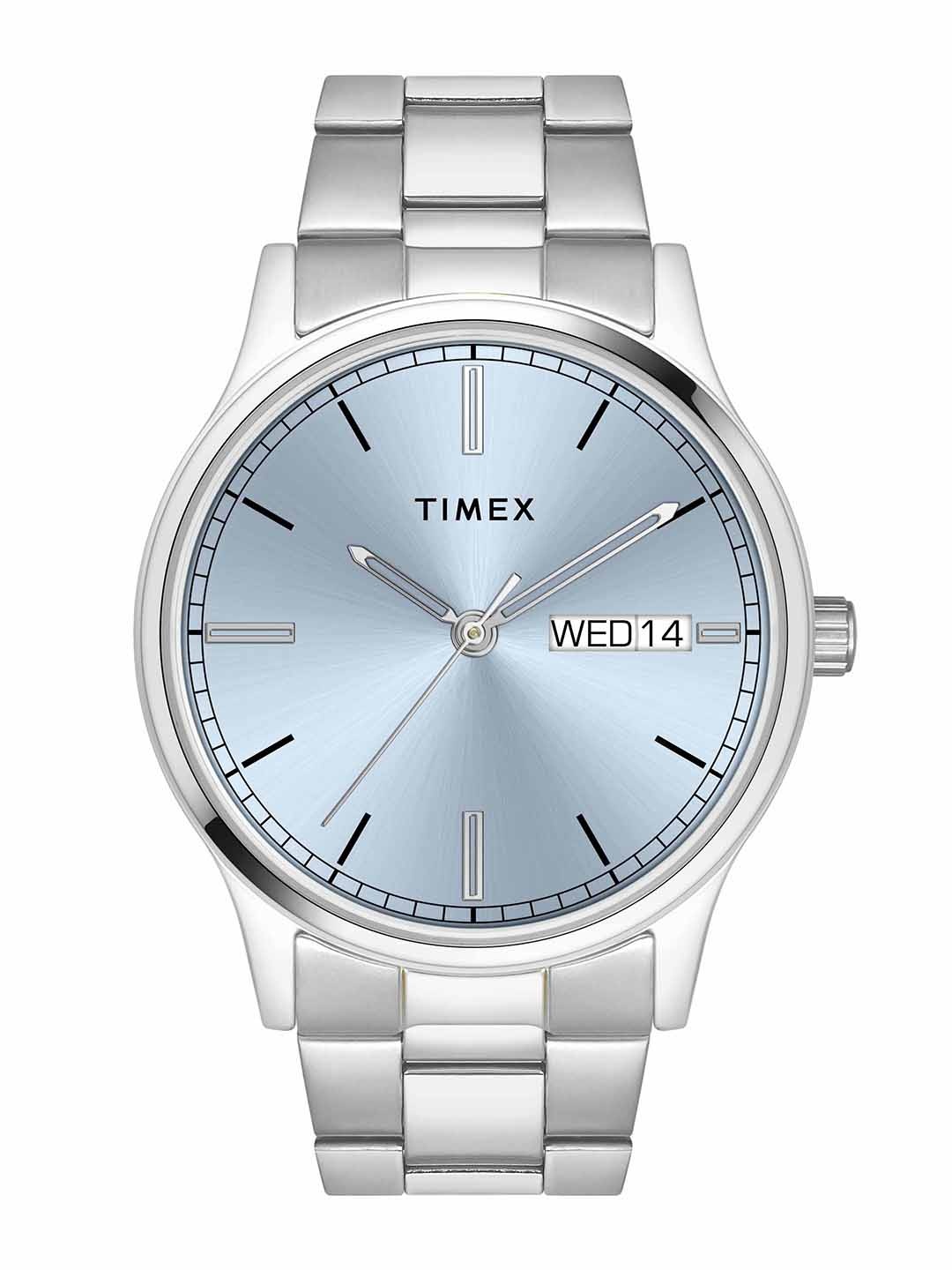 

Timex Men Brass Dial & Leather Bracelet Style Straps Analogue Watch TW0TG8312, Blue