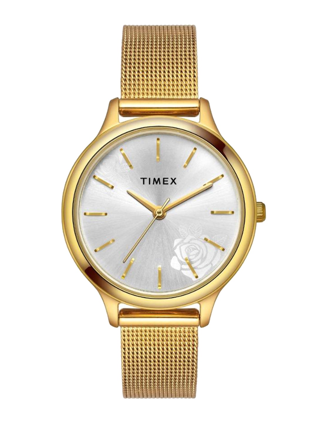 

Timex Women Brass Dial & Stainless Steel Bracelet Style Straps Analogue Watch TWTL12101, Silver