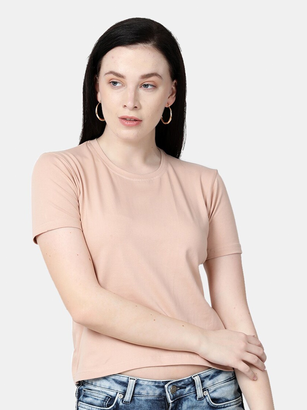 

Selvia Round Neck Short Sleeves T-Shirt, Beige