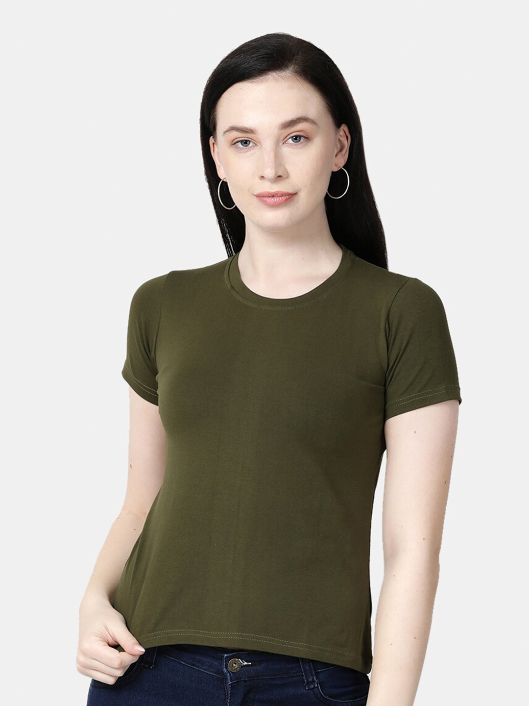 

Selvia Round Neck Short Sleeves T-shirt, Olive