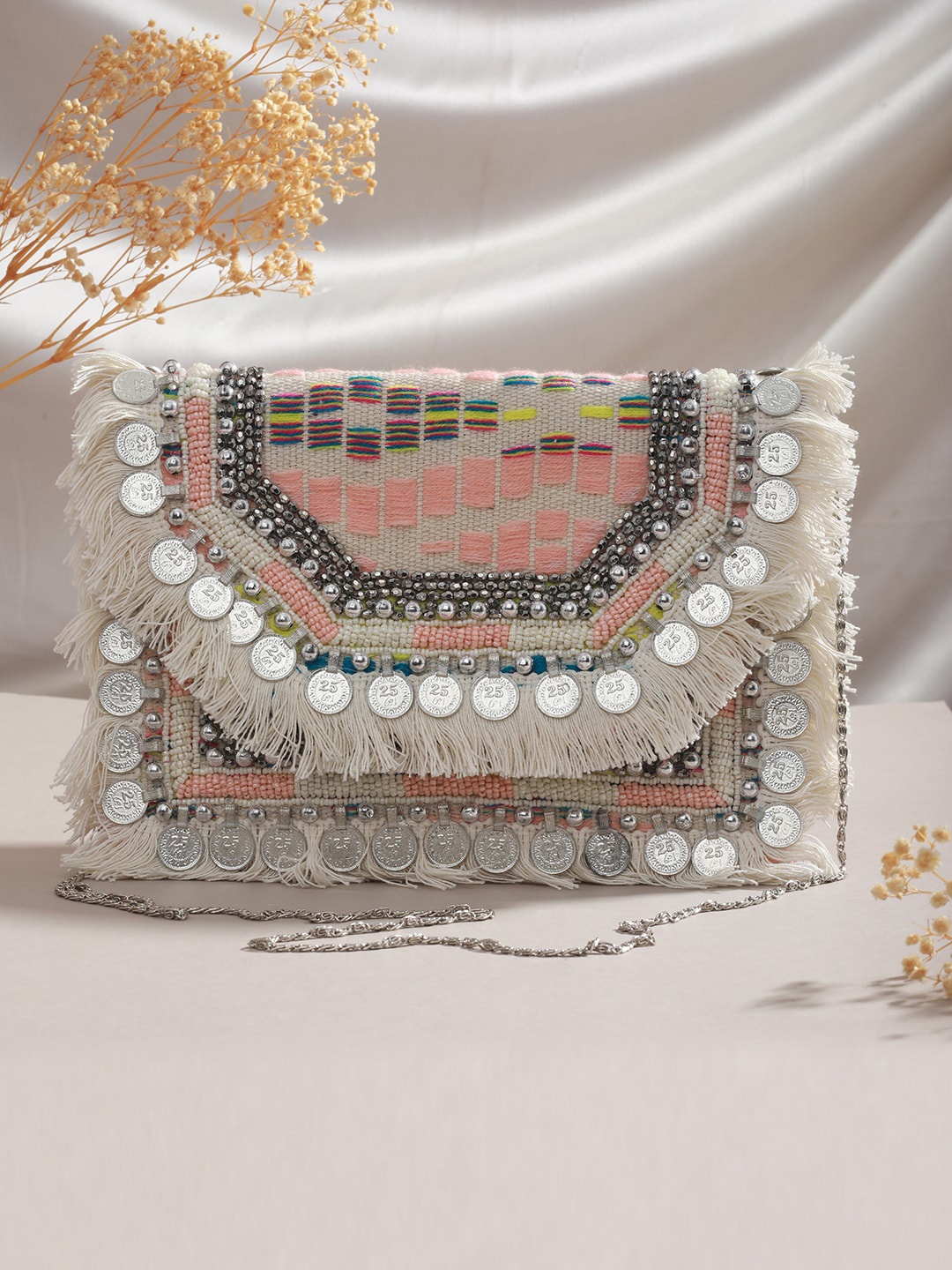 

Priyaasi Embellished Swagger Sling Bag, Off white