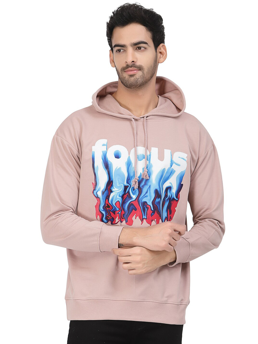 

PAUSE SPORT Typography Printed Hooded Cotton Sweatshirt, Beige
