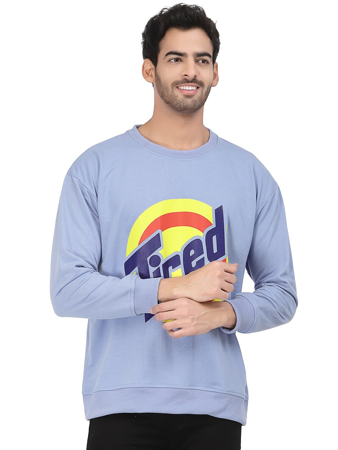 

PAUSE SPORT Typography Printed Cotton Sweatshirt, Turquoise blue