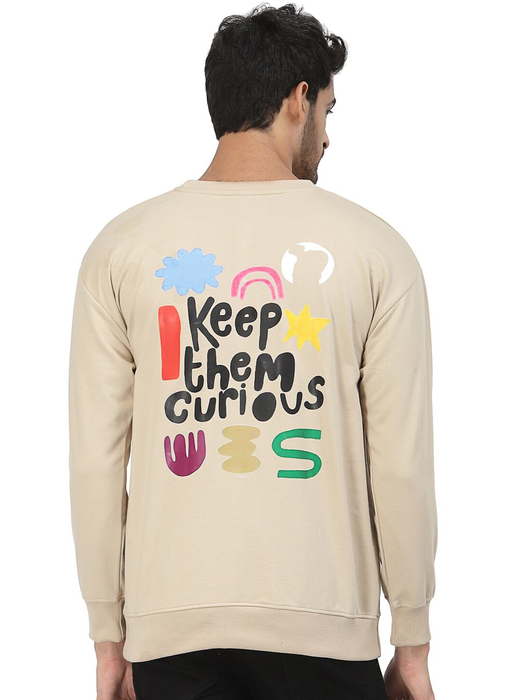 

PAUSE SPORT Typography Printed Round Neck Cotton Sweatshirt, Tan